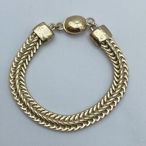 Gold Tone Rope Chevron Chain Magnetic Closure Bracelet Boho Fashion Statement